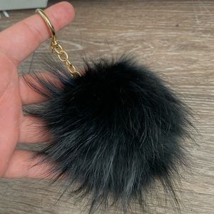 Black Rabbit fur keychain